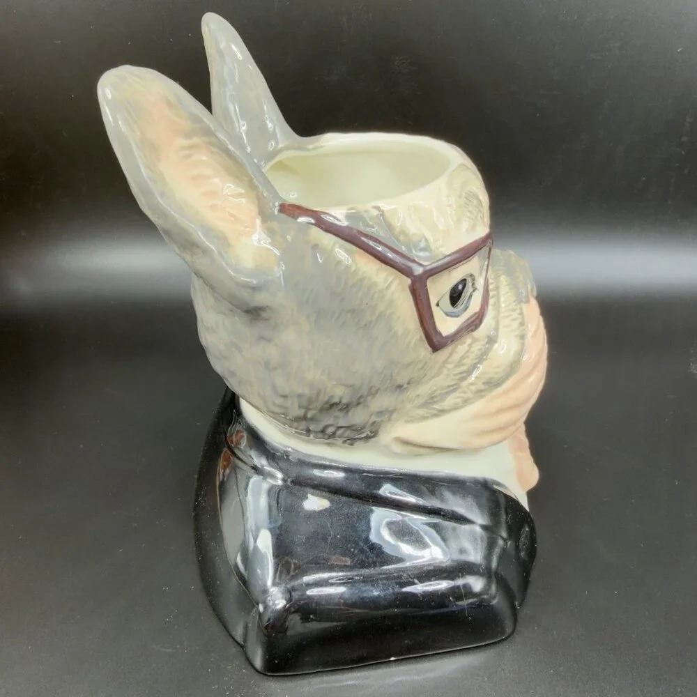 West Elm French Bulldog Planter Vase‎ Decor Dapper Animal Porcelain Figurine New